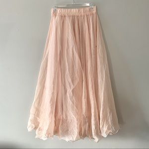 Pink Blush Chiffon Flowy Maxi Skirt